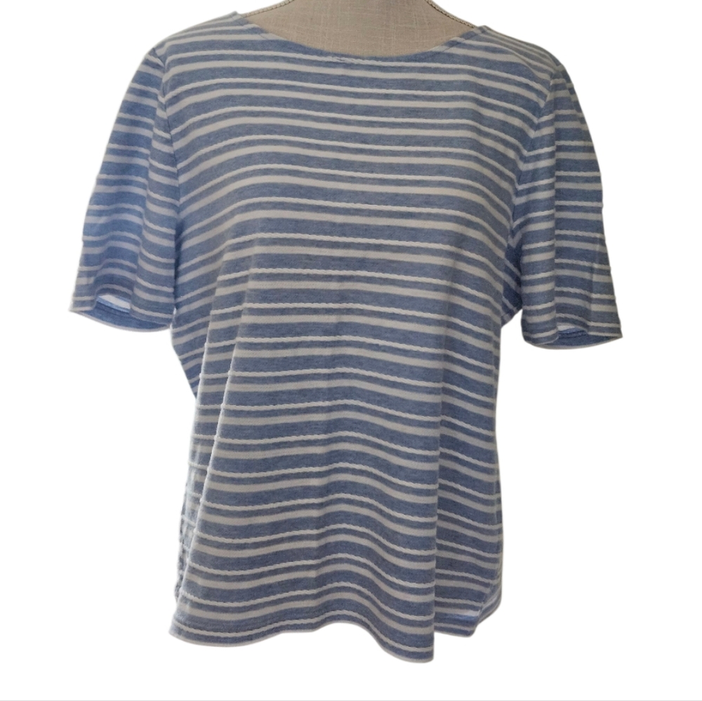 Croft & Barrow Blue and White Boxy Short Sleeve Tee